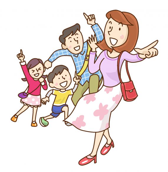 住宅展示場チラシ用家族イラスト